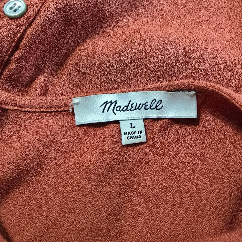 Madewell Tiered Button Back Blouse In Rust Sz L - Picture 6 of 13